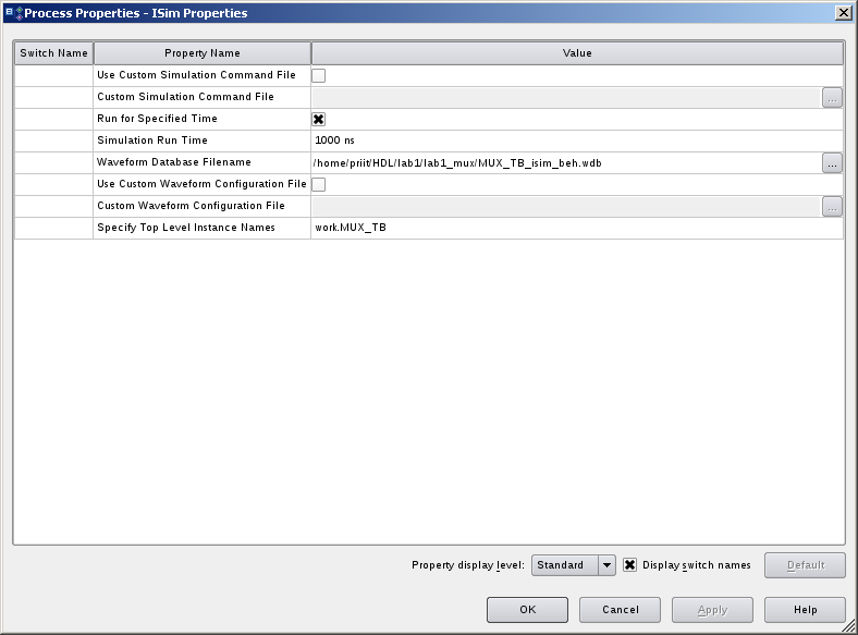 Simulation properties