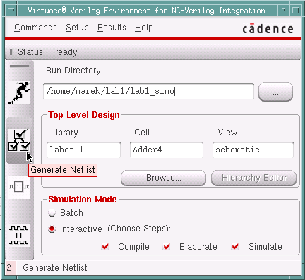 Cadence NC-Verilog Generate Netlist
