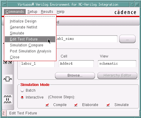 Cadence NC-Verilog Edit Test Fixture