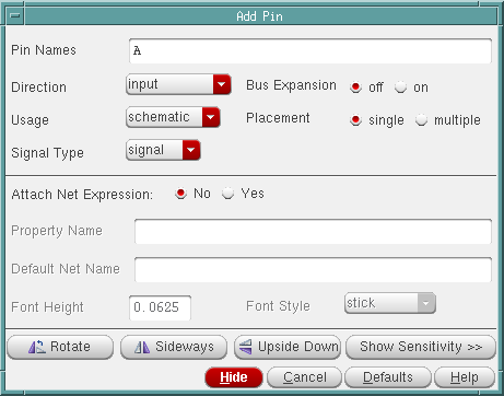 Cadence schematic editor, adding inputs