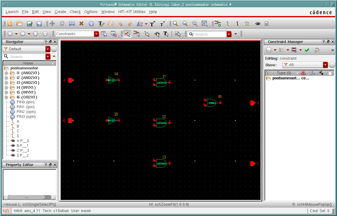 Cadence schematic editor, with inputs